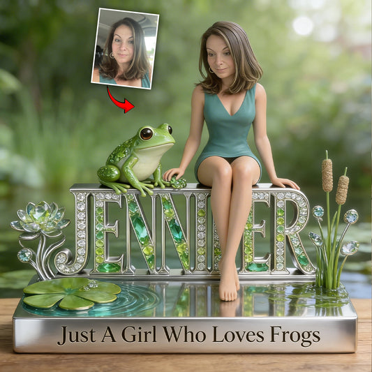 Juste une fille qui aime les grenouilles - Plaque acrylique personnalisée en forme de grenouille