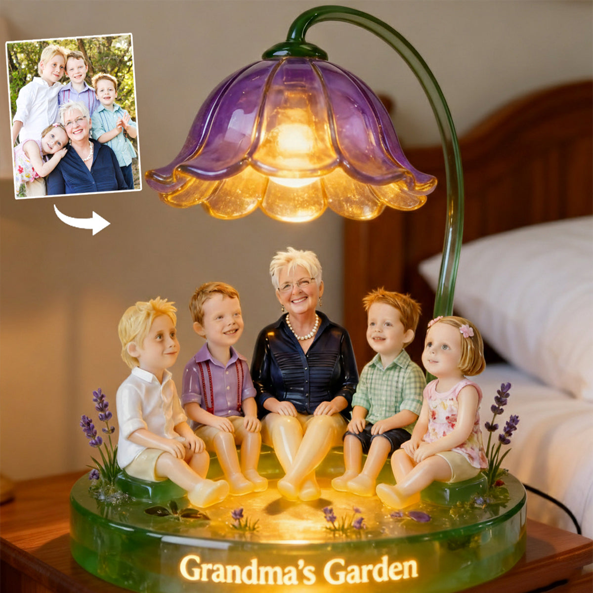 Cadeau idéal pour grand-mère - Veilleuse LED acrylique personnalisée « Grand-mère »