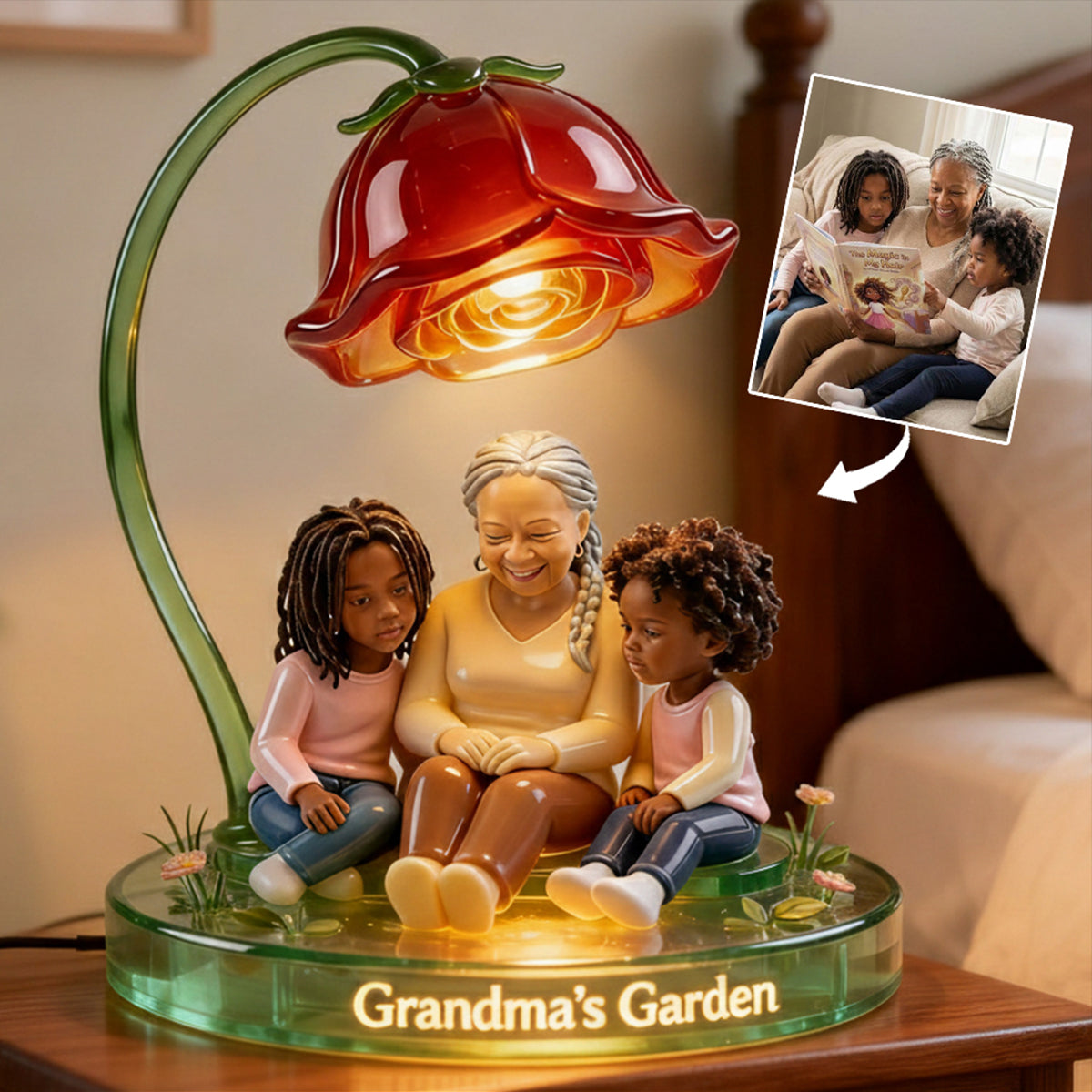 Cadeau idéal pour grand-mère - Veilleuse LED acrylique personnalisée « Grand-mère »