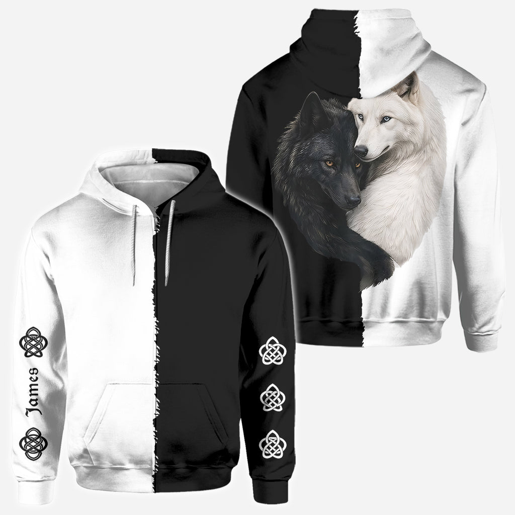 Black & White Wolf - Personalized Wolf All Over Shirt