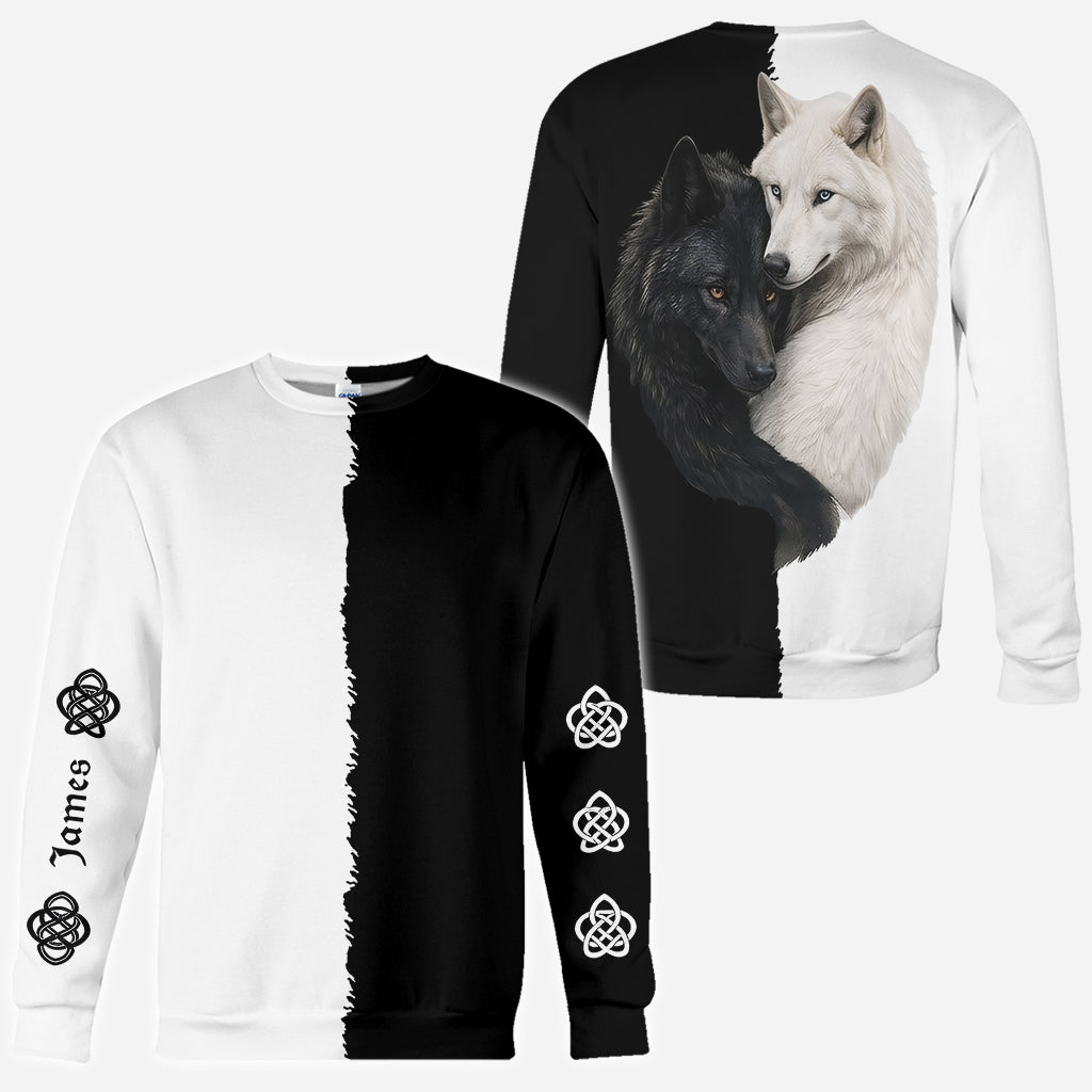 Black & White Wolf - Personalized Wolf All Over Shirt