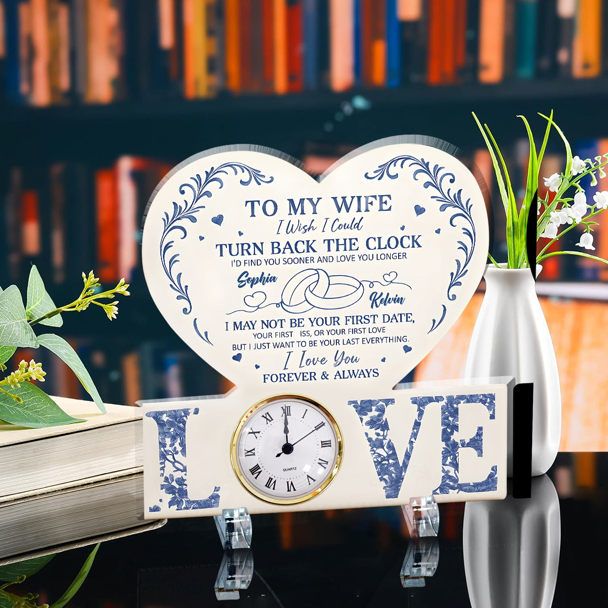 Anniversary Gift I Wish I Could Turn Back The Clock - Personalized Couple Acrylic Clock Plaque