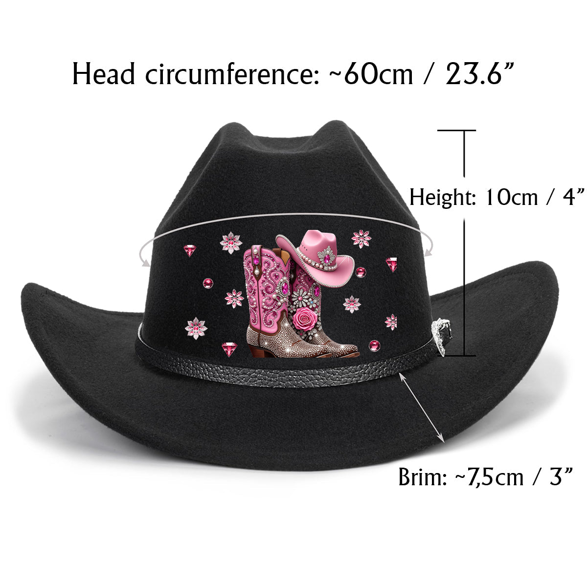 Cowgirl Stay Wild - Personalisierter Cowgirl Cowboyhut mit breiter Krempe