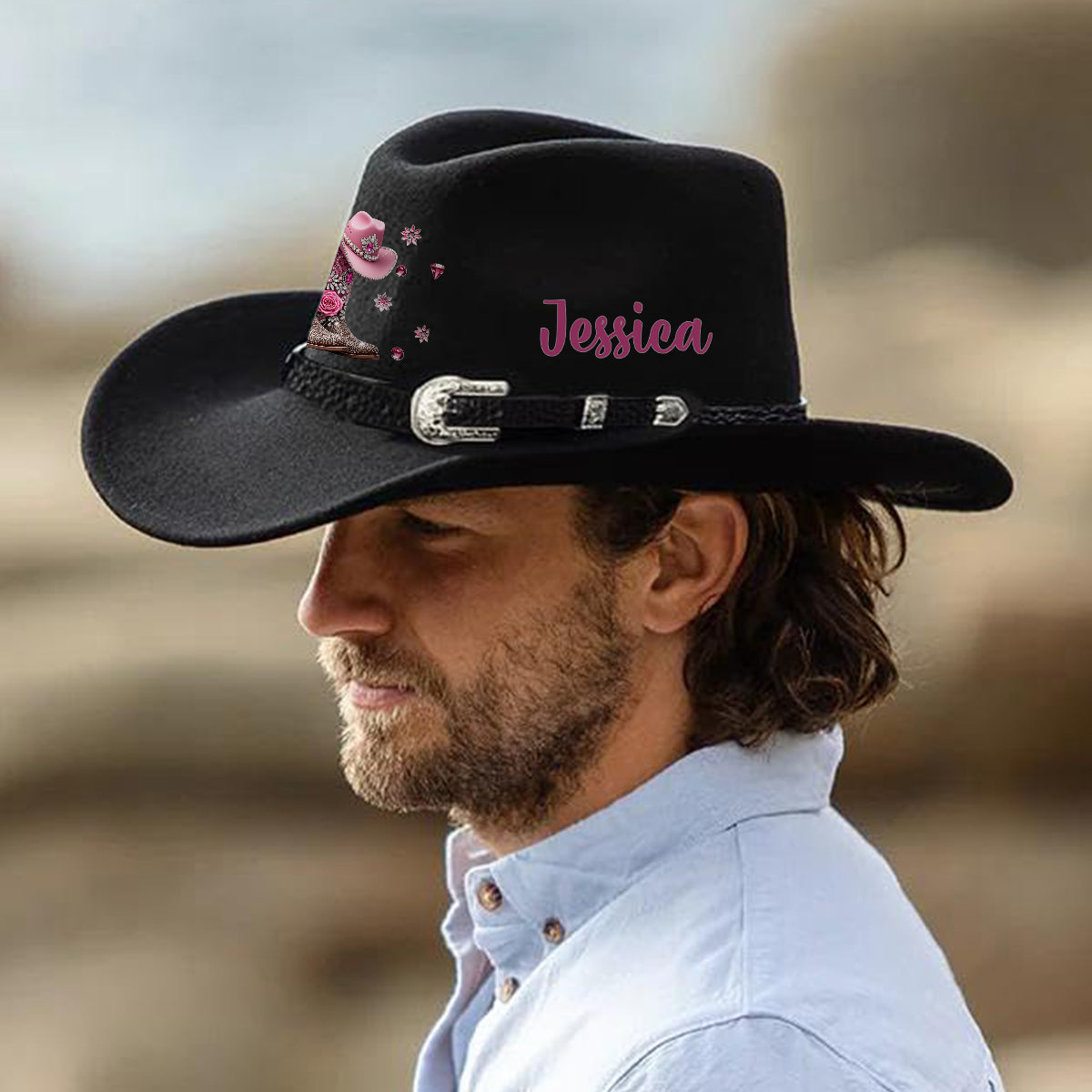 Cowgirl Stay Wild - Personalisierter Cowgirl Cowboyhut mit breiter Krempe