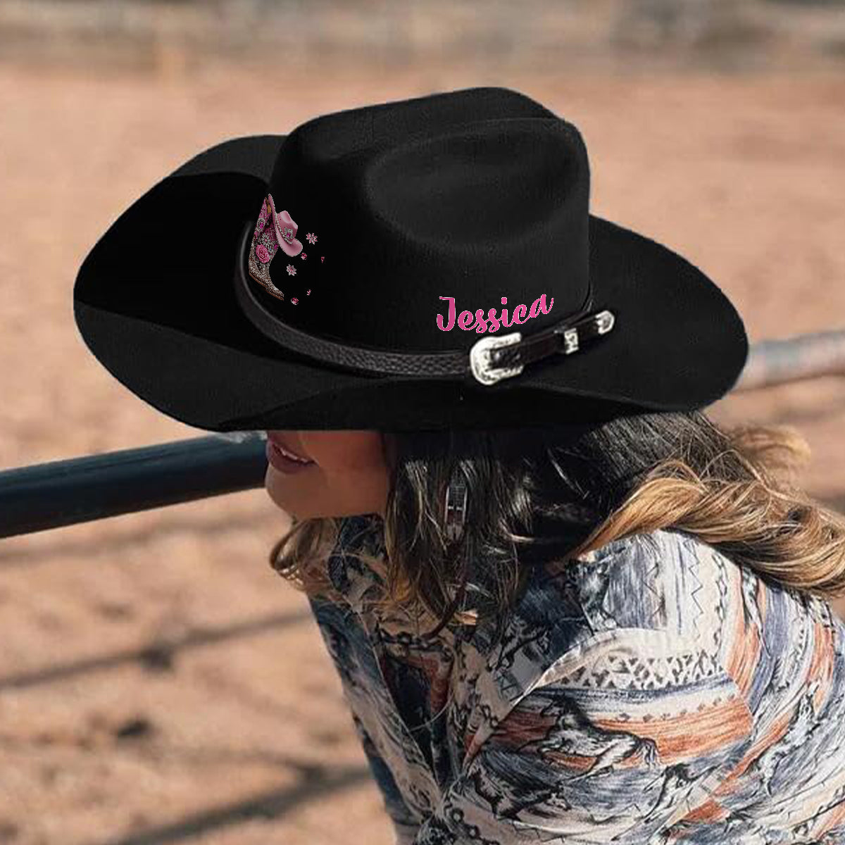 Cowgirl Stay Wild - Personalisierter Cowgirl Cowboyhut mit breiter Krempe