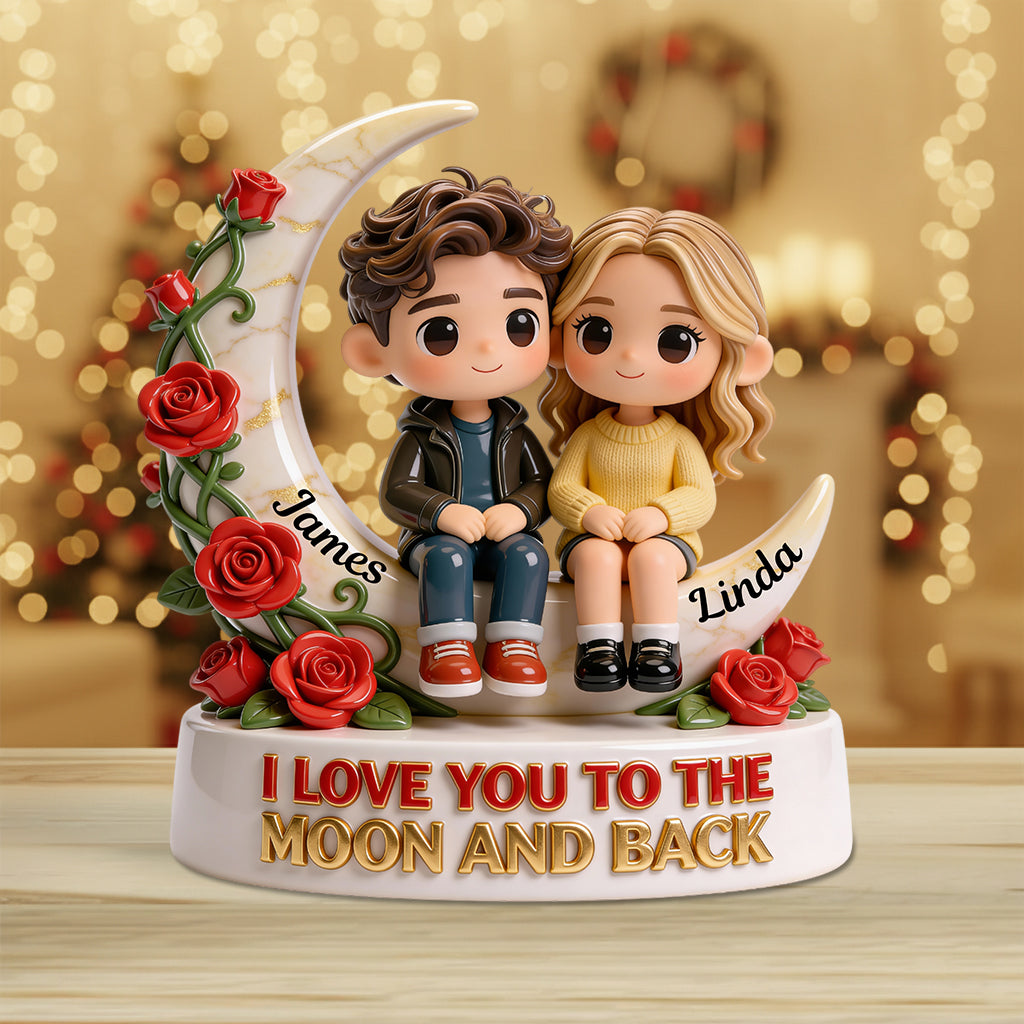 I Love You To The Moon And Back - Personalized Couple Custom Shaped Acrylic Plaque