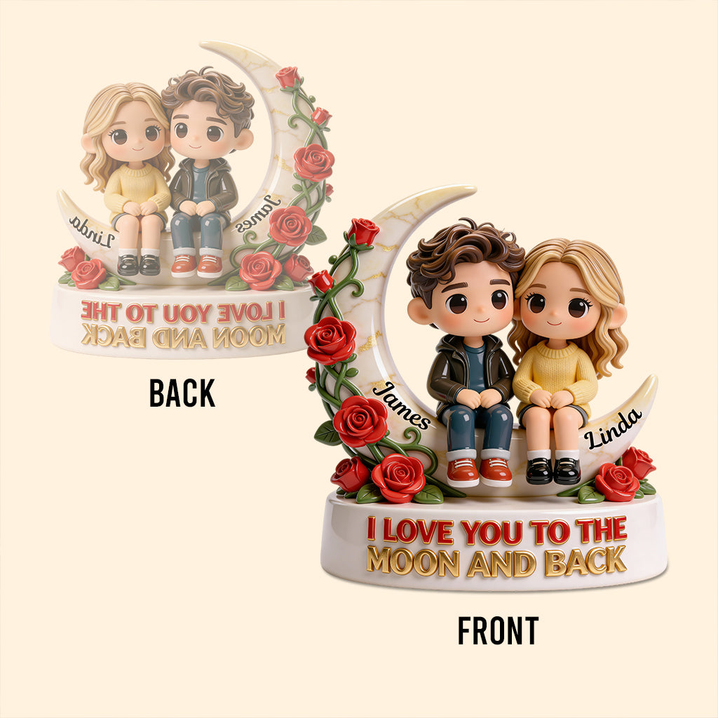 I Love You To The Moon And Back - Personalized Couple Custom Shaped Acrylic Plaque