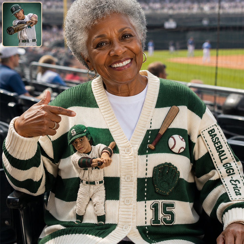 Maman/Grand-mère Photo Personnalisée - Cardigan de Baseball