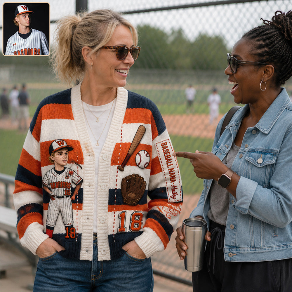 Maman/Grand-mère Photo Personnalisée - Cardigan de Baseball