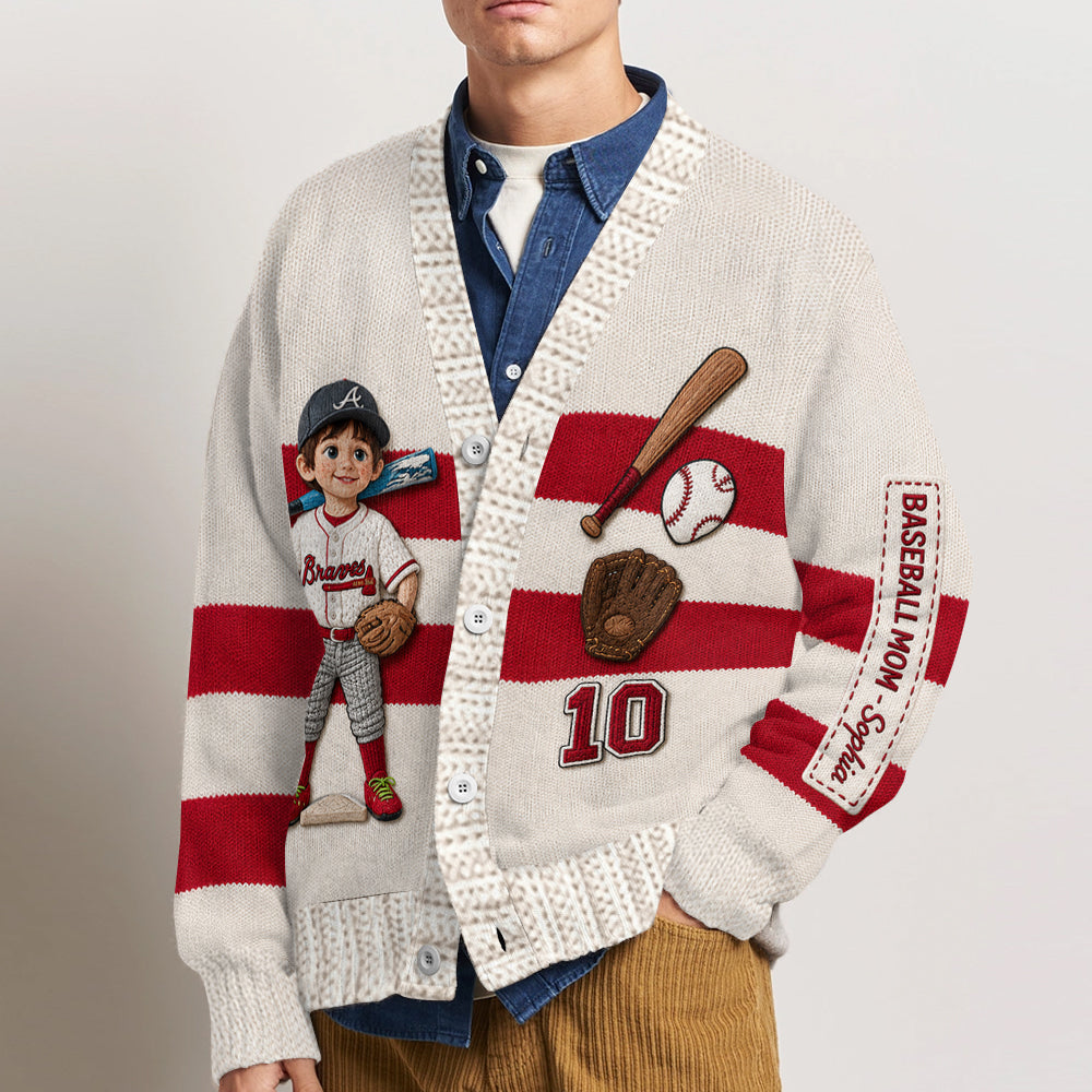 Maman/Grand-mère Photo Personnalisée - Cardigan de Baseball