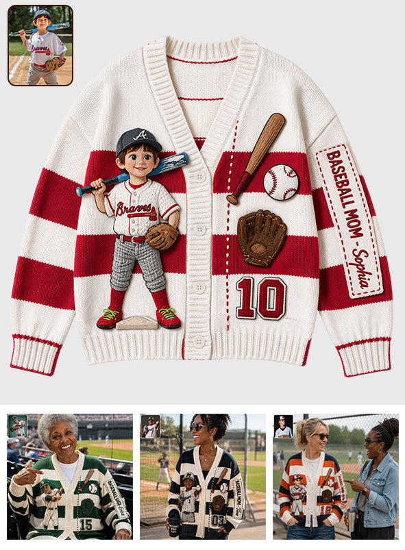Maman/Grand-mère Photo Personnalisée - Cardigan de Baseball