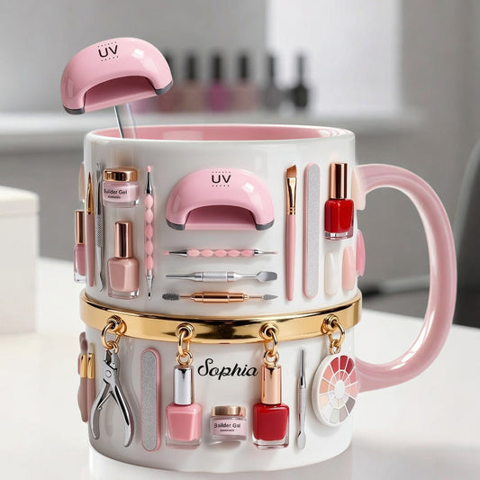 Nageldesignerin – Personalisiertes Nagelstudio-Set: Akzentbecher mit Acryl-Rührstäbchen