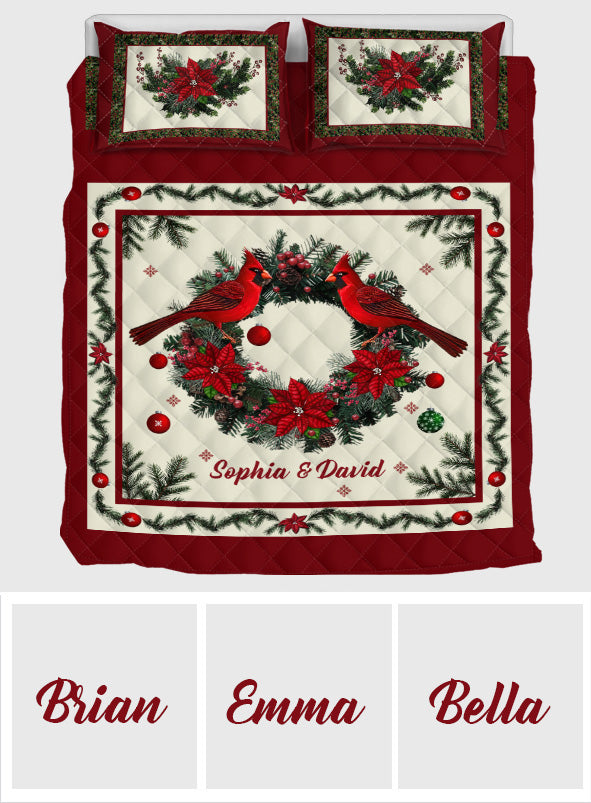 Cardinal Bird Christmas - Personalized Memorial Quilt Set