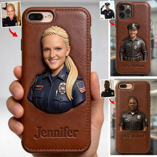Geschenke für Polizisten – Personalisierte Handyhülle aus Leder für Polizeibeamte