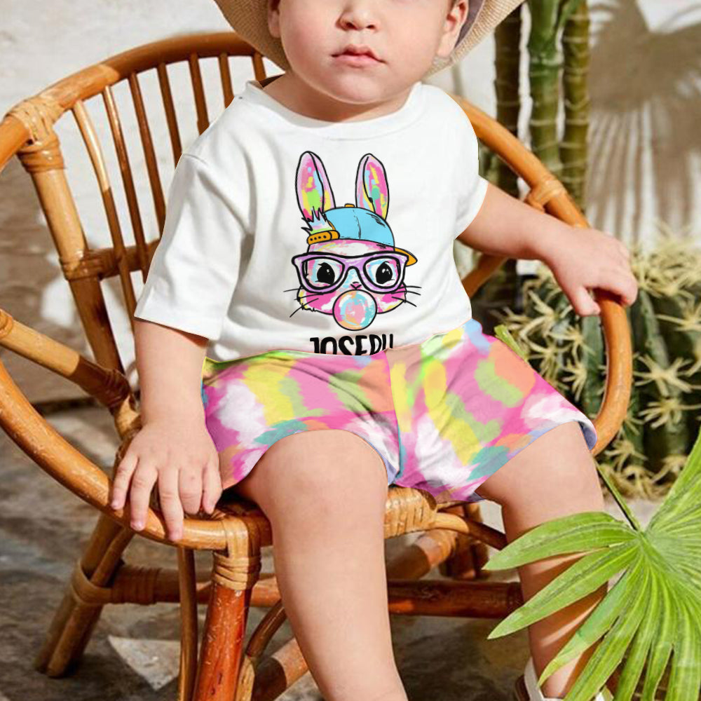 T-shirt et short personnalisés pour enfant, spécial Pâques