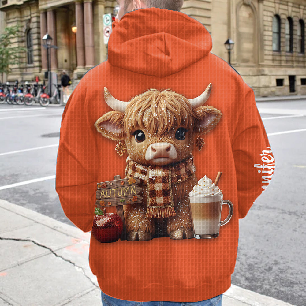 Sweat à capuche personnalisé « Vache des Highlands d'automne »