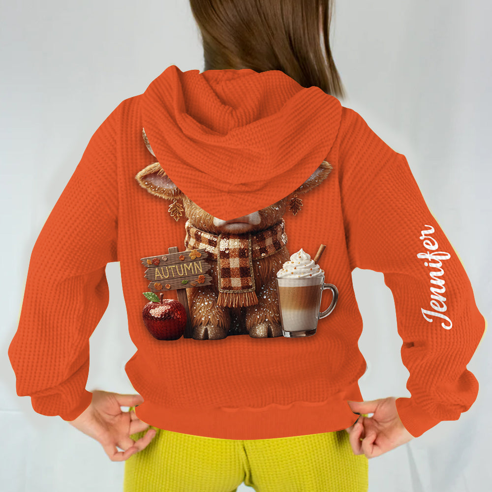 Sweat à capuche personnalisé « Vache des Highlands d'automne »