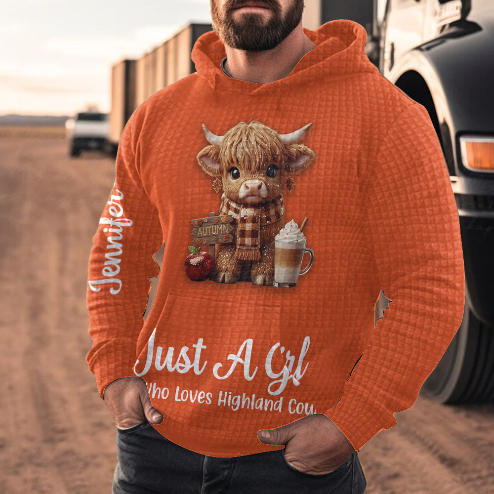Sweat à capuche personnalisé « Vache des Highlands d'automne »