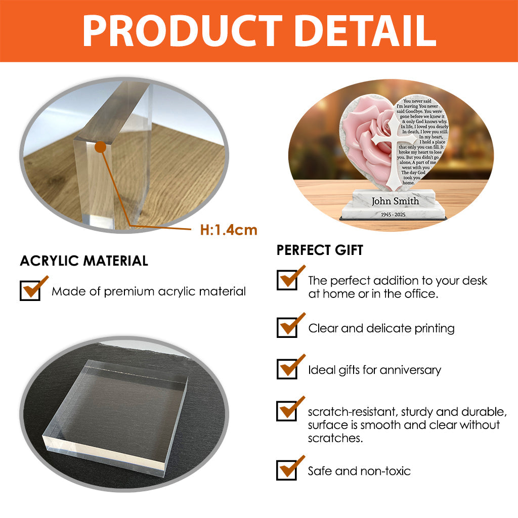 Missing You Always - The Day God Took You Home - Personalized Memorial Custom Shaped Acrylic Plaque