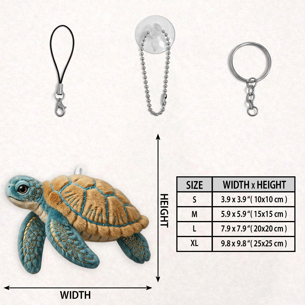Sea Turtle Set Bag With Charm - Personalized Turtle Quilted Tote Bag With Plush Charm