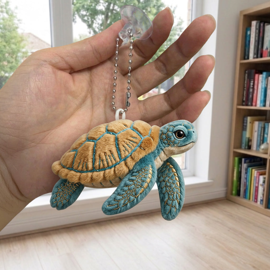 Sea Turtle Set Bag With Charm - Personalized Turtle Quilted Tote Bag With Plush Charm