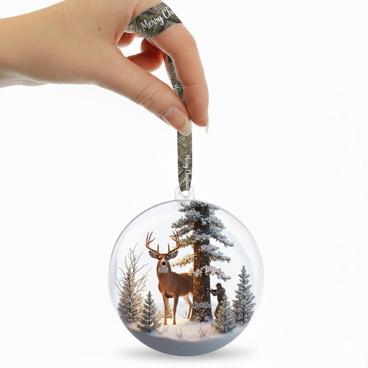 Cadeau de Noël pour les chasseurs : Boule à neige personnalisée sur le thème de la chasse avec arc
