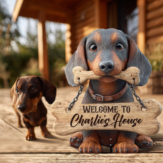 Welcome - Personalized Dachshund Metal Garden Art
