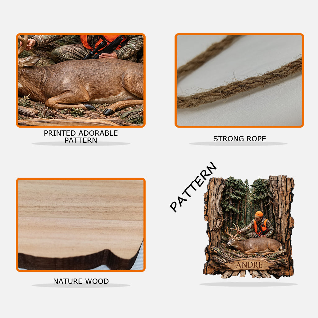 Tree Trunk Style Wall Decor - Personalized Hunting Custom Shaped Wood Sign