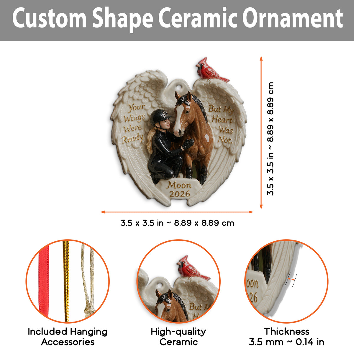 I Miss You - Personalized Horse Custom Shape Ceramic Ornament