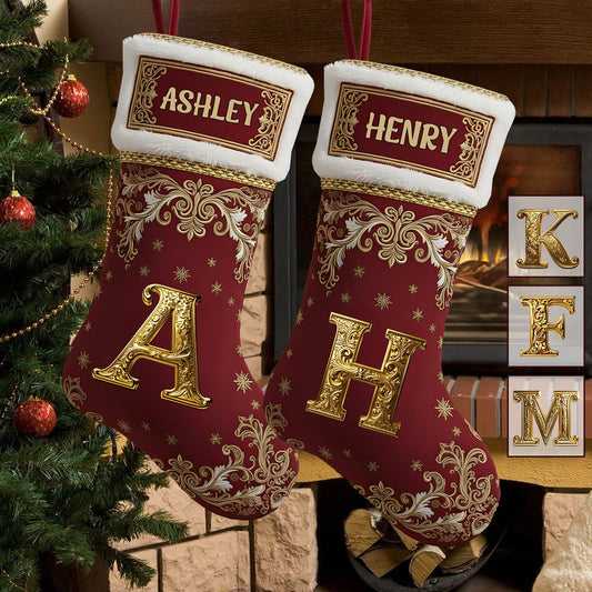 Namensinitialen-Alphabet - Personalisierter Weihnachtsstrumpf in Familienform