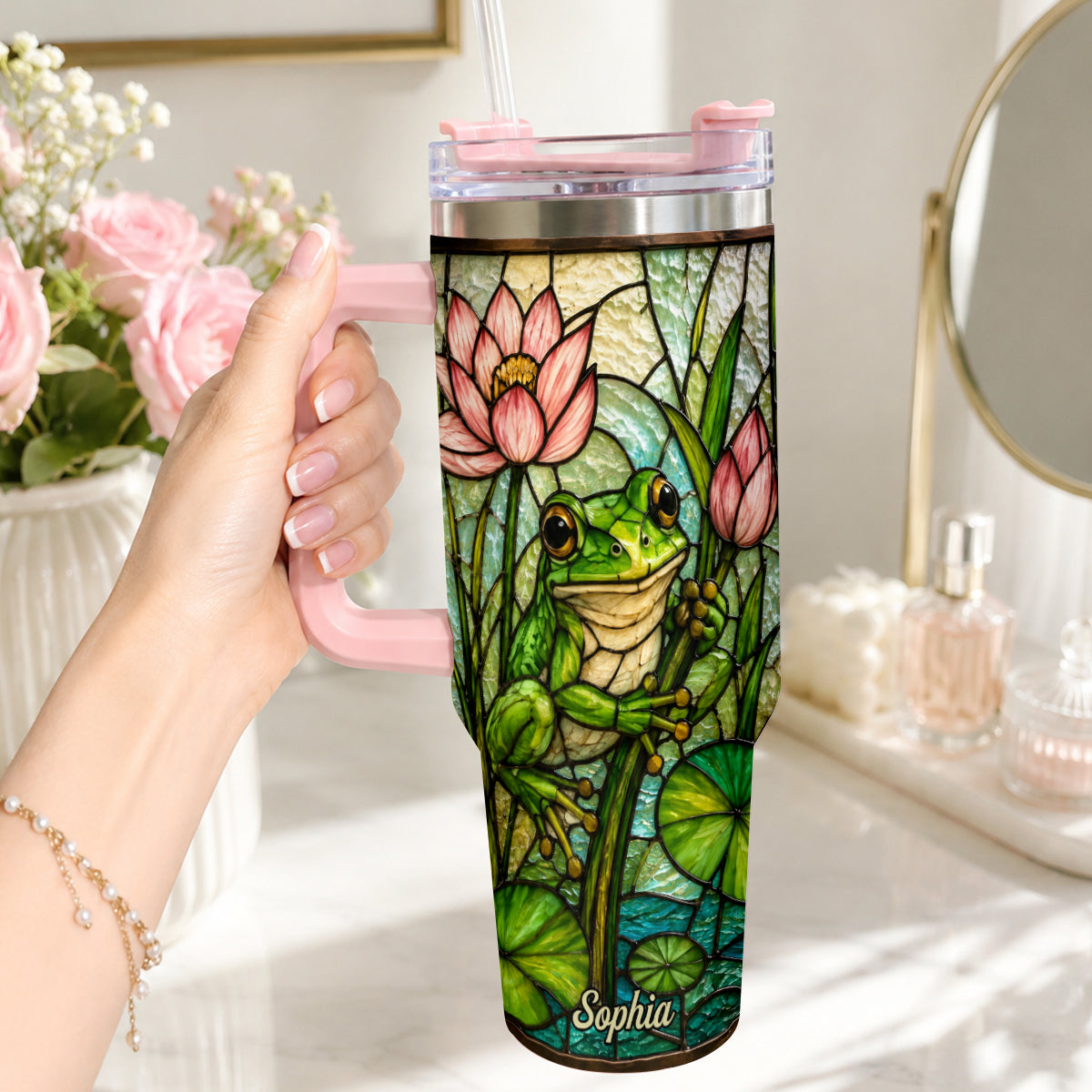 Niedlicher Frosch - Personalisierbarer Frosch-Becher mit Griff