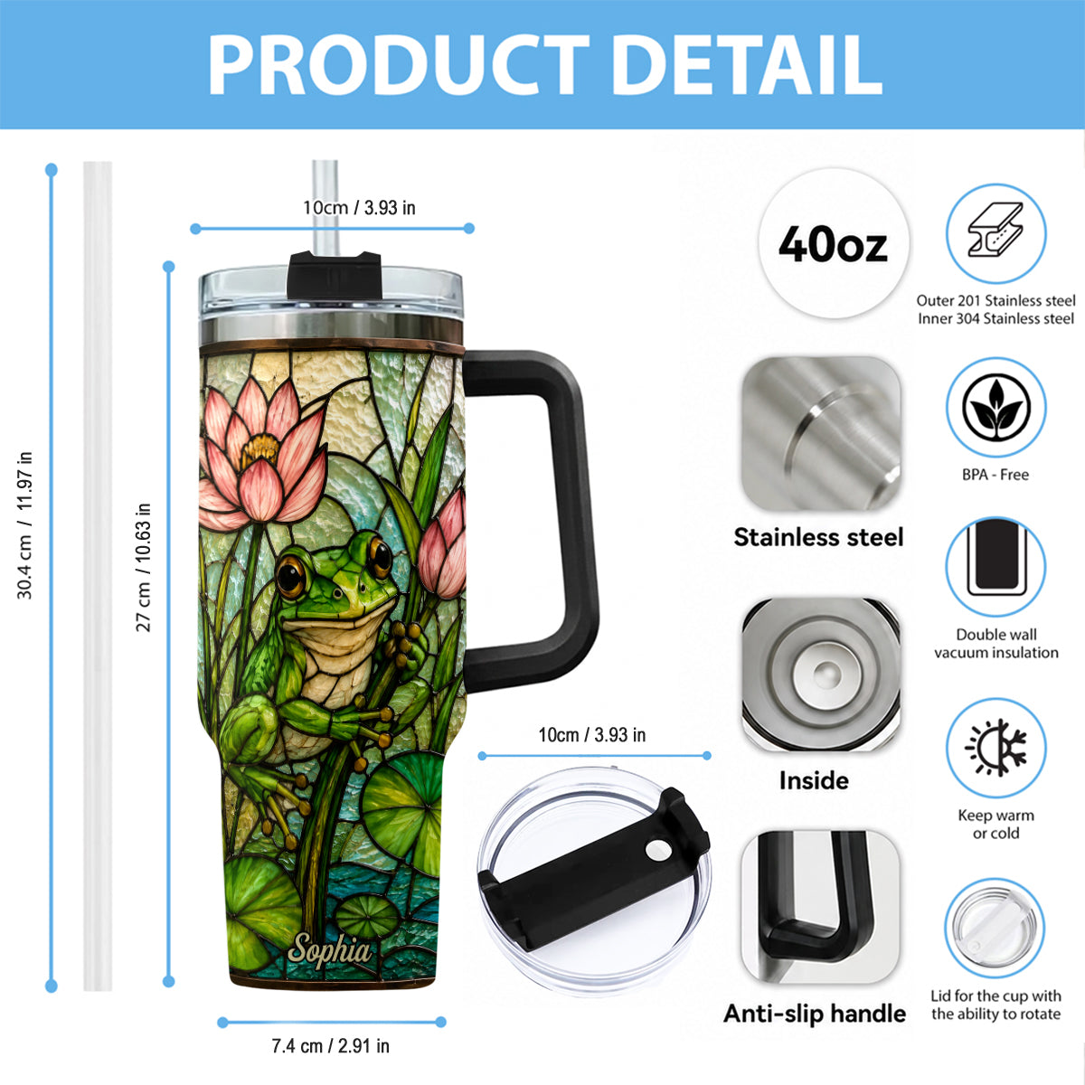 Niedlicher Frosch - Personalisierbarer Frosch-Becher mit Griff