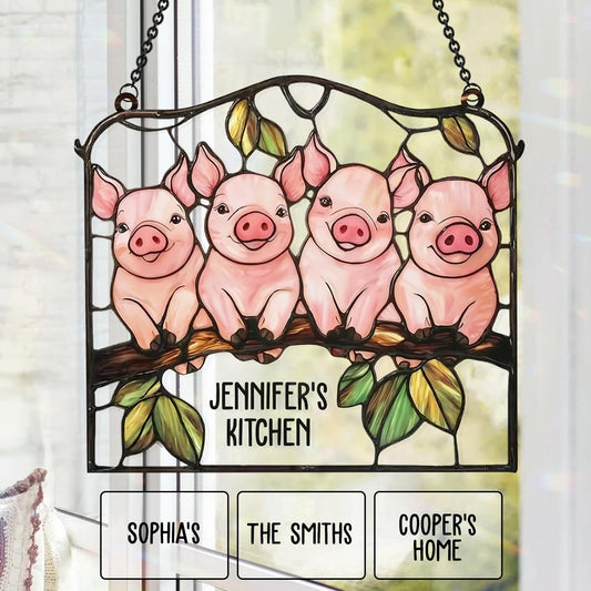 Liebe zu Schweinen – Personalisierter Fensterhänger für Schweineliebhaber 
