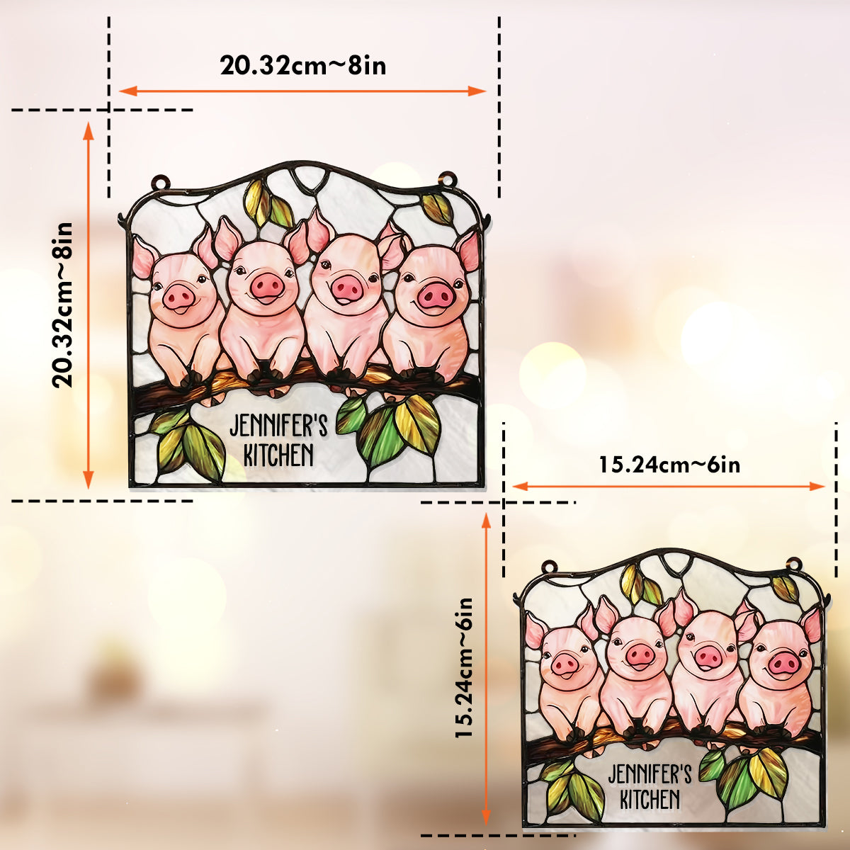Amoureux des cochons - Décoration attrape-soleil personnalisée à suspendre à la fenêtre - Ornement attrape-soleil pour les amoureux des cochons 
