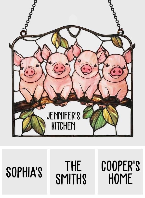 Amoureux des cochons - Décoration attrape-soleil personnalisée à suspendre à la fenêtre - Ornement attrape-soleil pour les amoureux des cochons 