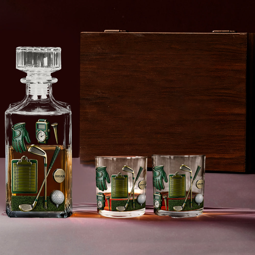 Golf is A Good Walk Spoiled - Personalisiertes Golf-Whisky-Dekanter-Set