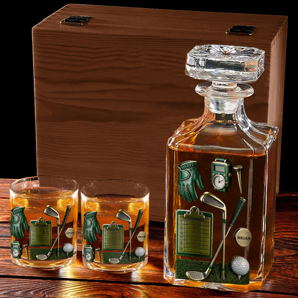 Golf is A Good Walk Spoiled - Personalisiertes Golf-Whisky-Dekanter-Set