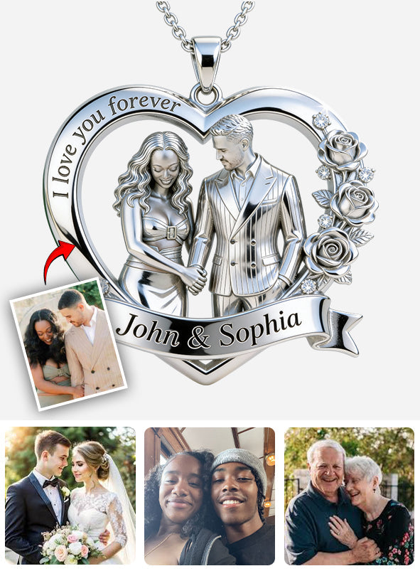 Valentinstagsgeschenk für Paare: Ich liebe dich für immer – Personalisierte Metallkette mit Anhänger in Partnerform