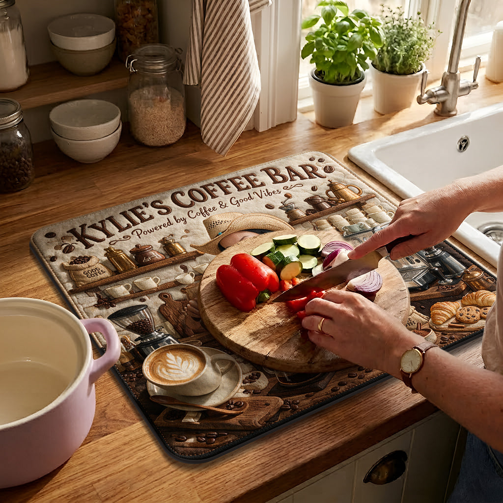 Powered By Coffee & Good Vibes - Personalisierte Kaffeetrocknungsunterlage