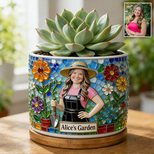 Personalisierter Blumentopf für Gartenliebhaber - Individuelles Foto