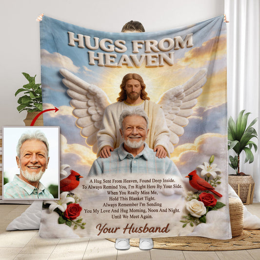 Gedenkgeschenk, Umarmungen aus dem Himmel – personalisierte Gedenkdecke