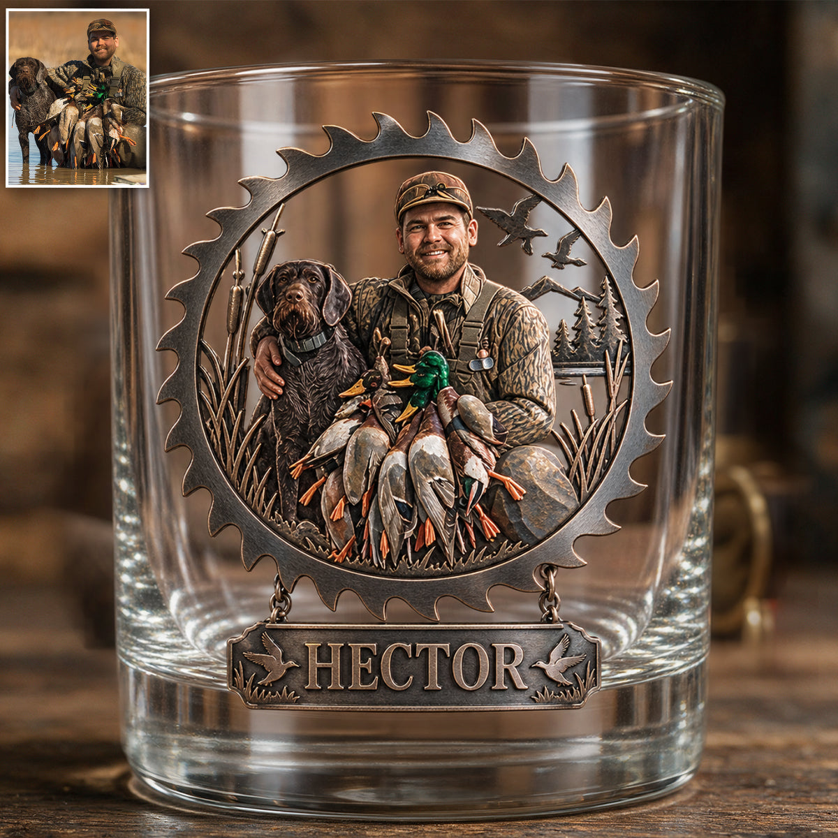 Custom From Any Photo - Personalized Hunting Whiskey Decanter Set