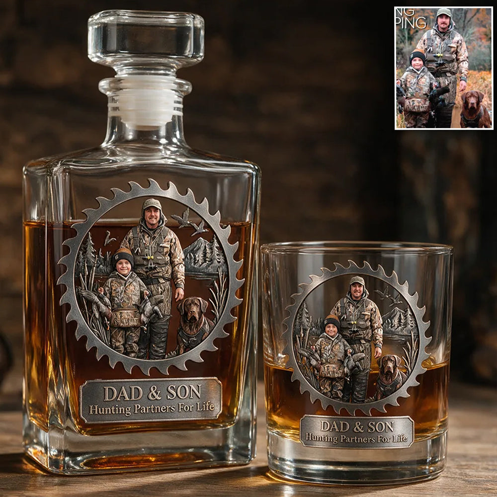 Custom From Any Photo - Personalized Hunting Whiskey Decanter Set