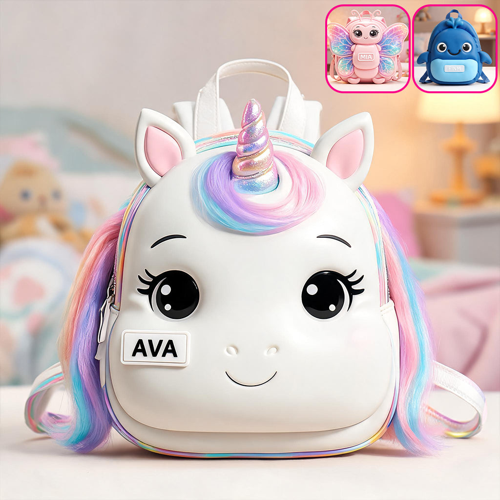 Niedlicher Tier - Personalisierter Kinder Rucksack mit wechselbarem Lederpatch