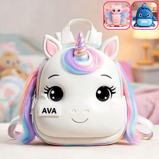 Niedlicher Tier - Personalisierter Kinder Rucksack mit wechselbarem Lederpatch