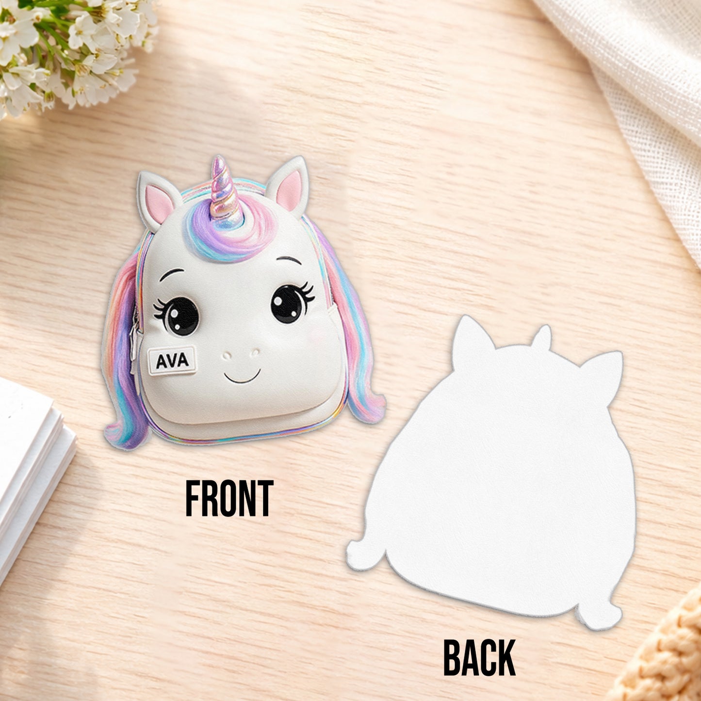 Niedlicher Tier - Personalisierter Kinder Rucksack mit wechselbarem Lederpatch