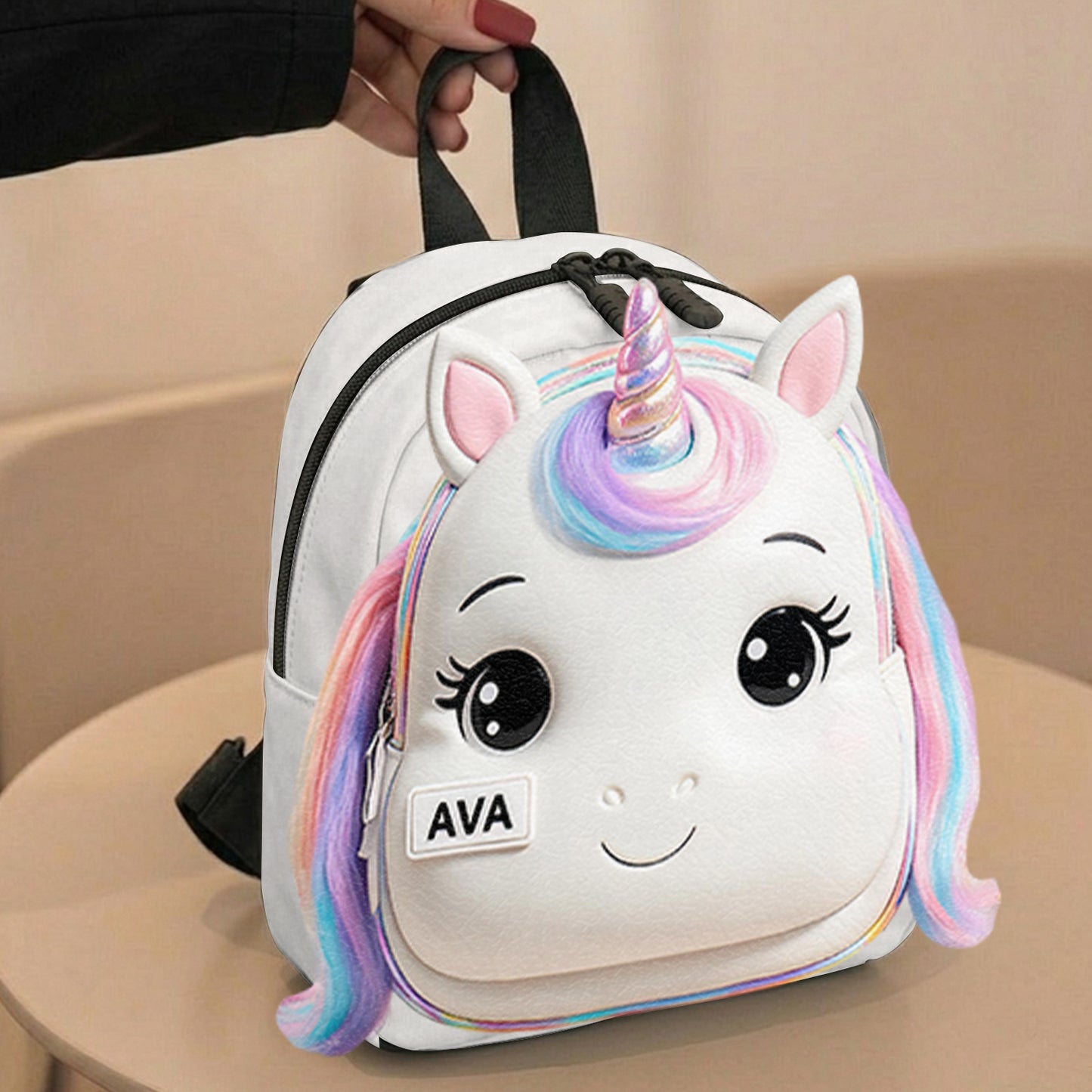 Niedlicher Tier - Personalisierter Kinder Rucksack mit wechselbarem Lederpatch