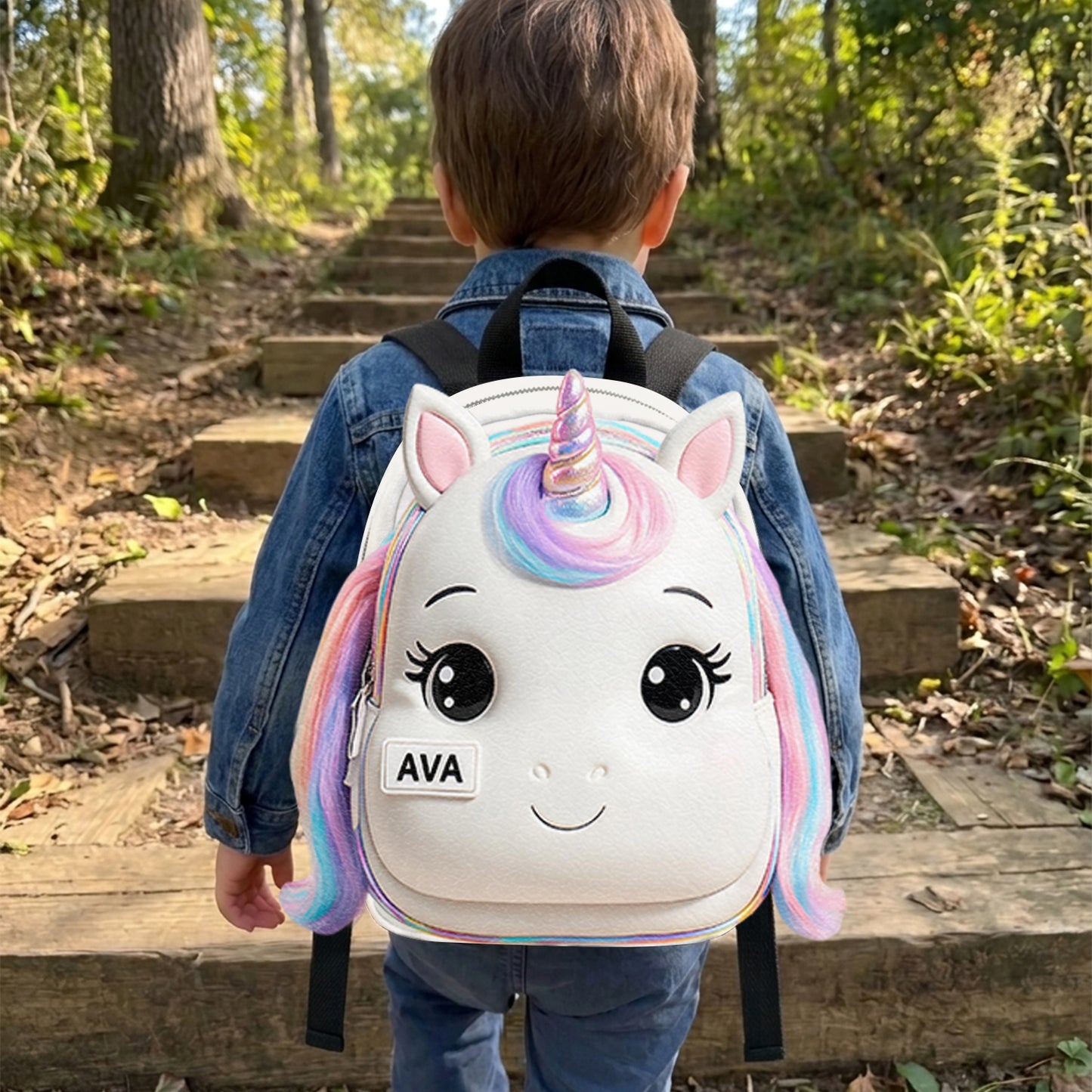 Niedlicher Tier - Personalisierter Kinder Rucksack mit wechselbarem Lederpatch