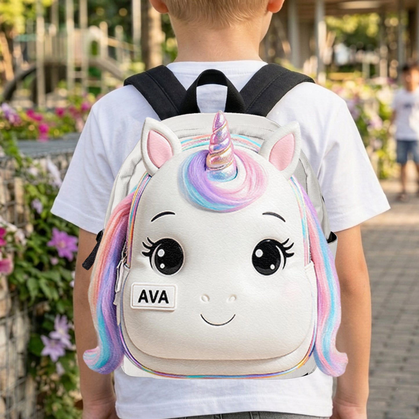 Niedlicher Tier - Personalisierter Kinder Rucksack mit wechselbarem Lederpatch
