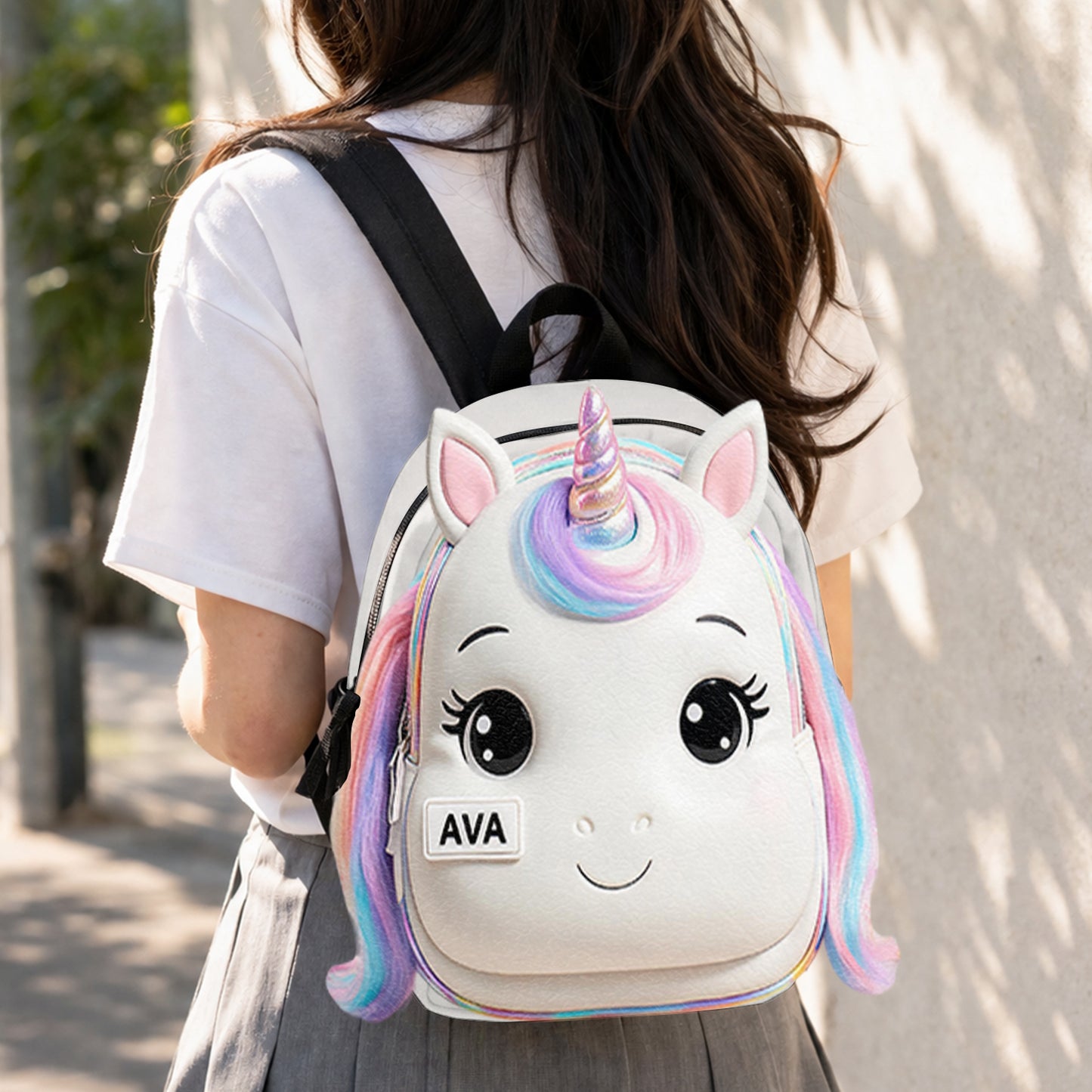 Niedlicher Tier - Personalisierter Kinder Rucksack mit wechselbarem Lederpatch